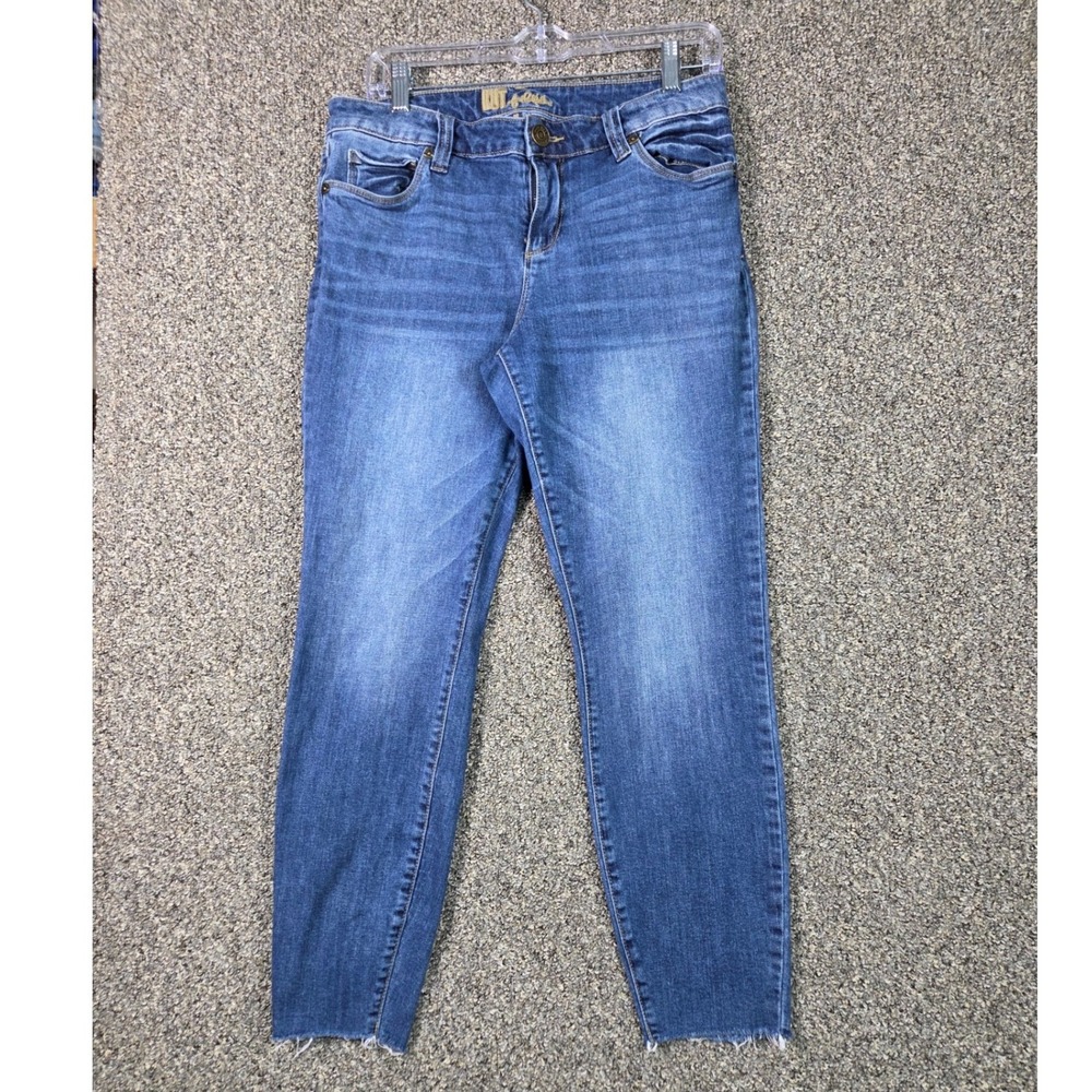 Kut from the Kloth Jeans Womens 10 Blue Raw Hem Ankle Stretch Denim